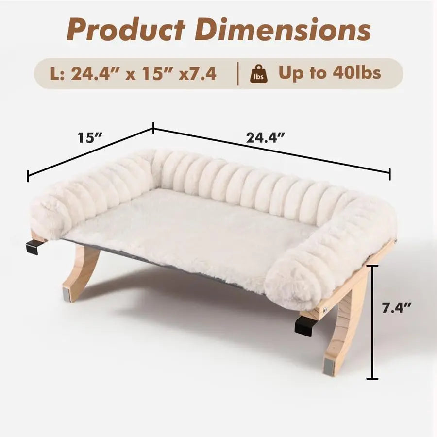 CloudSoft Cat Window Sill Perch with Zipper Designed Cushioned Bed, Supportive Cat Window Seat with Premium Solid Wood Sturdy M