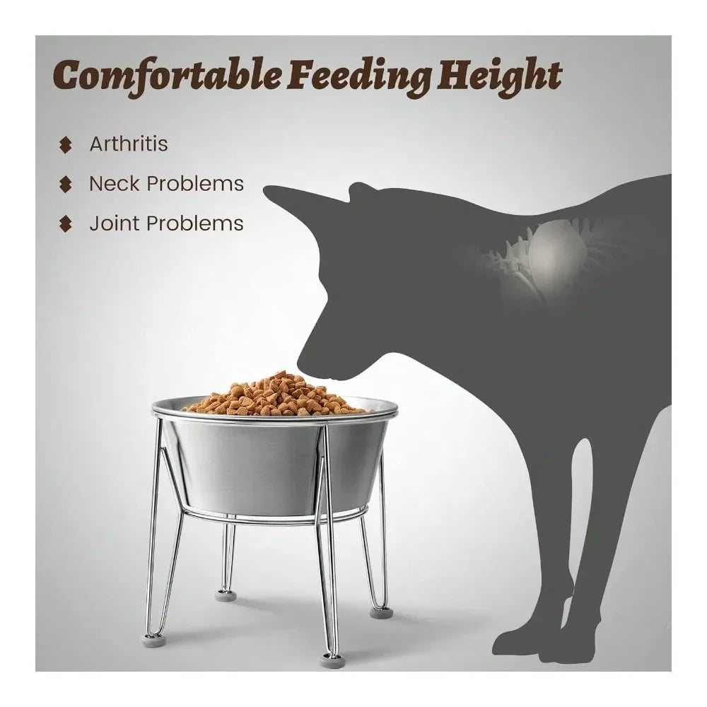 Dog Bowl Dog SuppliesDog Bowls For Large Medium Dogs Stainless Steel 64oz 8 Cup Raised Feeder With NonSlip Base Dual Food Water