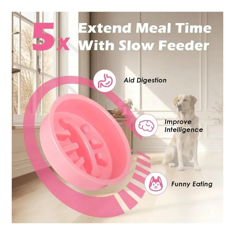 Dog Bowl Dog SuppliesElevated Dog Bowl Stand With Two 1700ml Stainless Steel Food Bowls Slow Feeder And Spill Proof Mat Adjustab