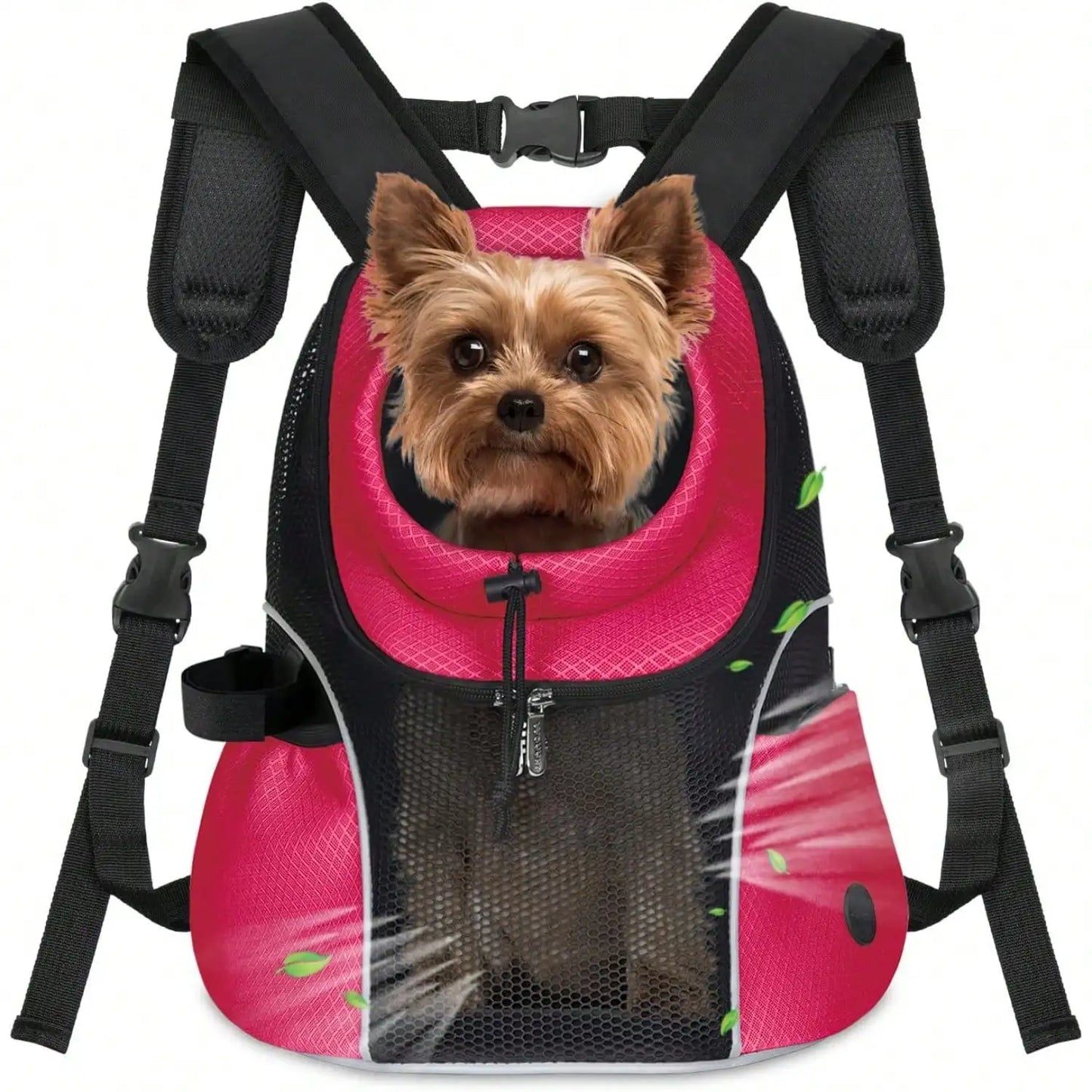 Small Dog Front Backpack Ventilated Mesh Dog Travel Backpack With Safety Belt For Travel, Hiking, Cycling & Outdoor Adventures (