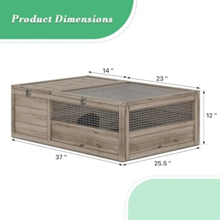 36 Wooden Tortoise Cage with Two Room Design for Large Tortoise Habitat Indoor Outdoor Use Ideal Reptile Enclosure for Snakes a