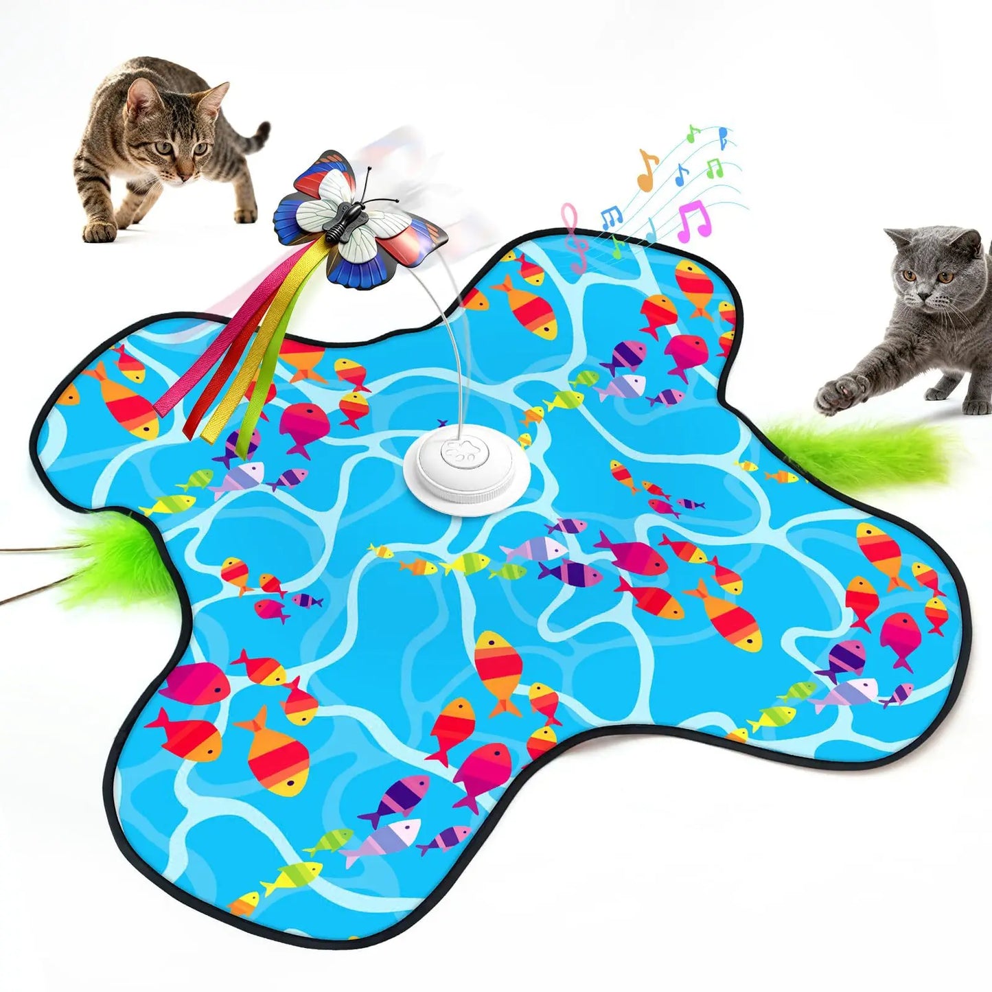 Smart Cat Toys Interactive Hide and Seek Cat Toy with Mouse Squeaky Motion Activated Moving Concealed Feathers Kitten Teaser Toy