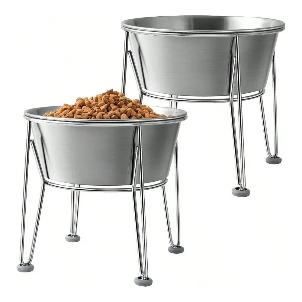 Dog Bowl Dog SuppliesDog Bowls For Large Medium Dogs Stainless Steel 64oz 8 Cup Raised Feeder With NonSlip Base Dual Food Water