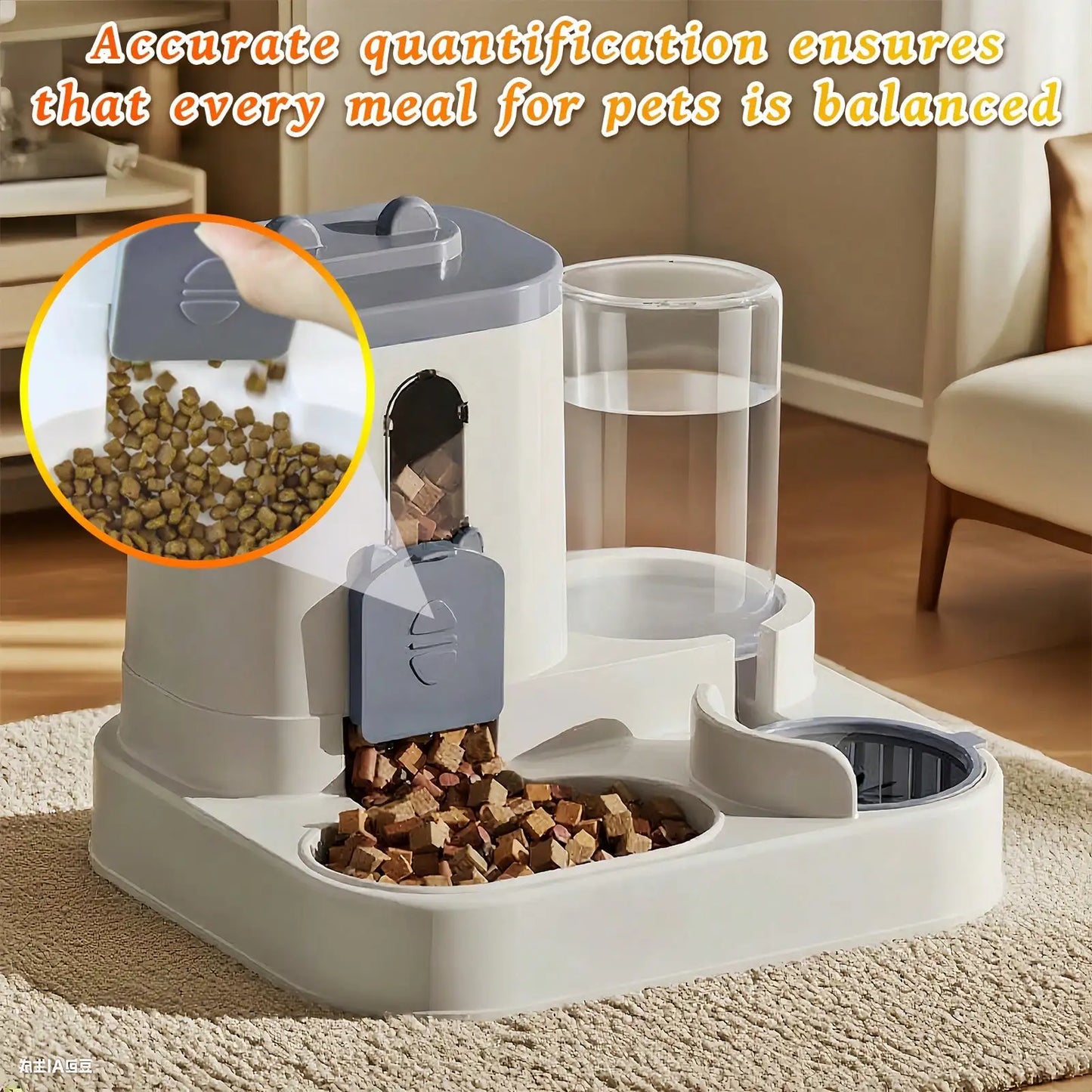 Automatic Cat Feeder And Water Dispenser In Set With Pet Food Bowl,Gravity Dog Waterer And Food Feeder For Small Medium Dog Cat