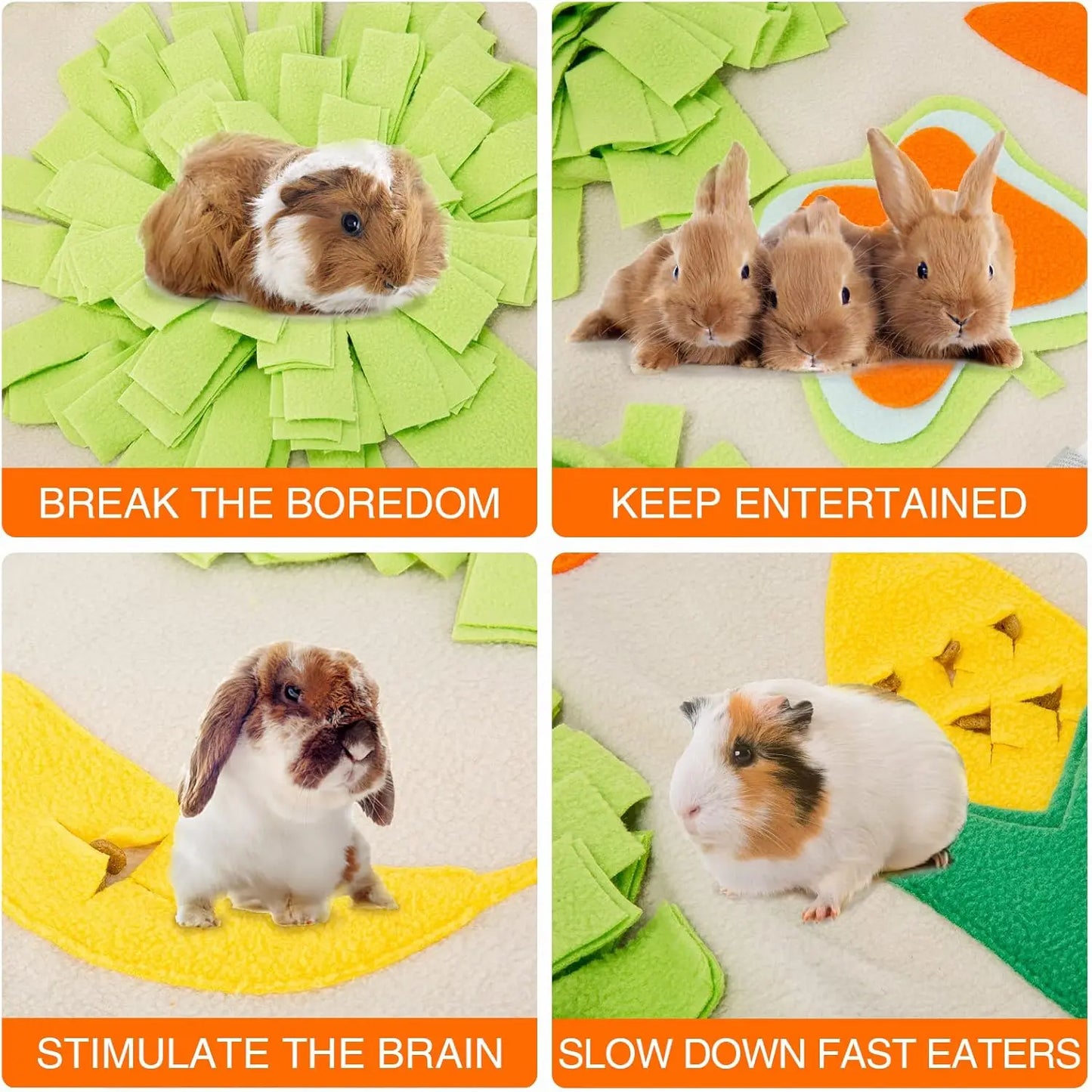 24''x24'' Rabbit Foraging Mat with Handle Interactive Pet Snuffle Toy for Dogs Rabbits Guinea Pigs